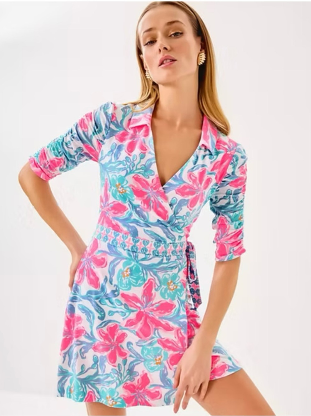 Lilly Pulitzer Ibby Skirted Romper Multi Beachside Haven Engineered Large NWOT